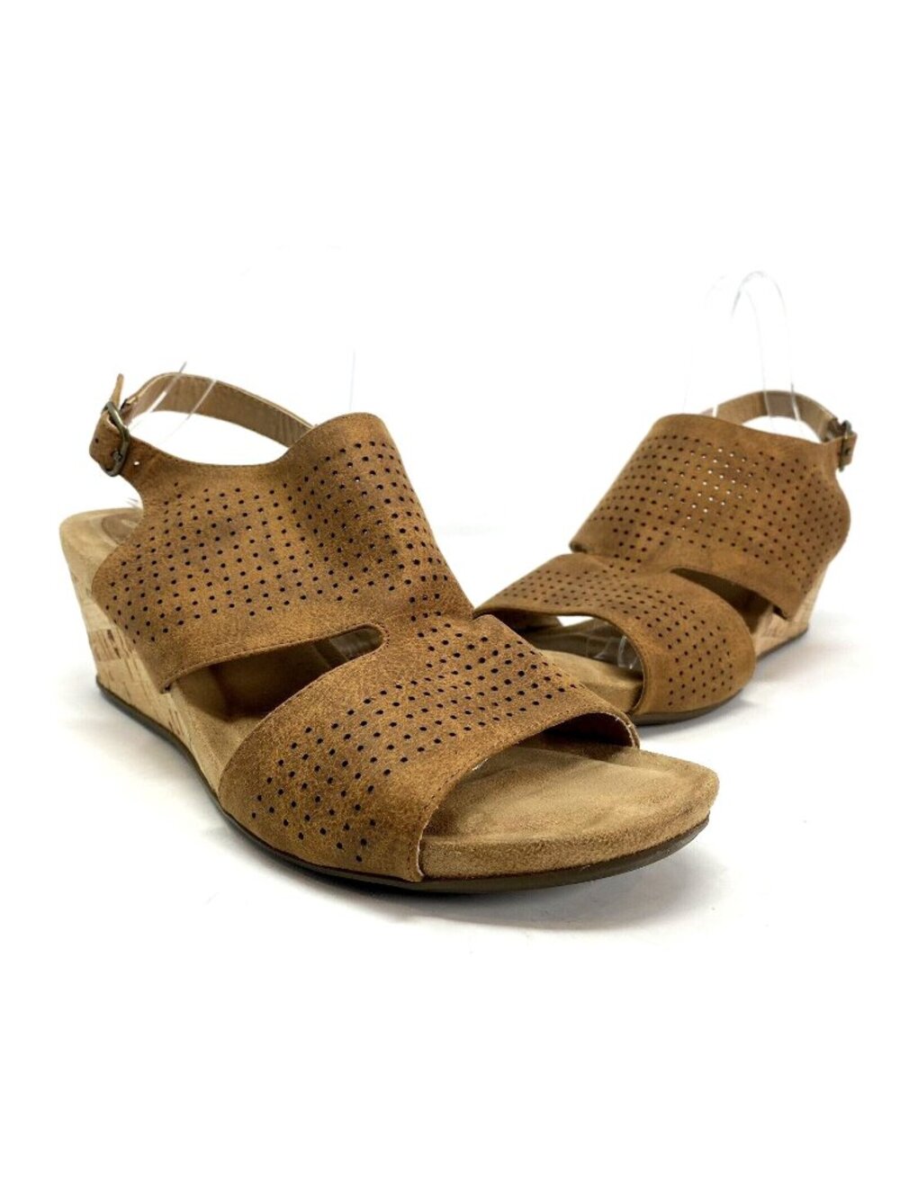 Skechers Sandals Womens 10 Spring Bloom Tan Cool Step Wedge Slingback Perforated